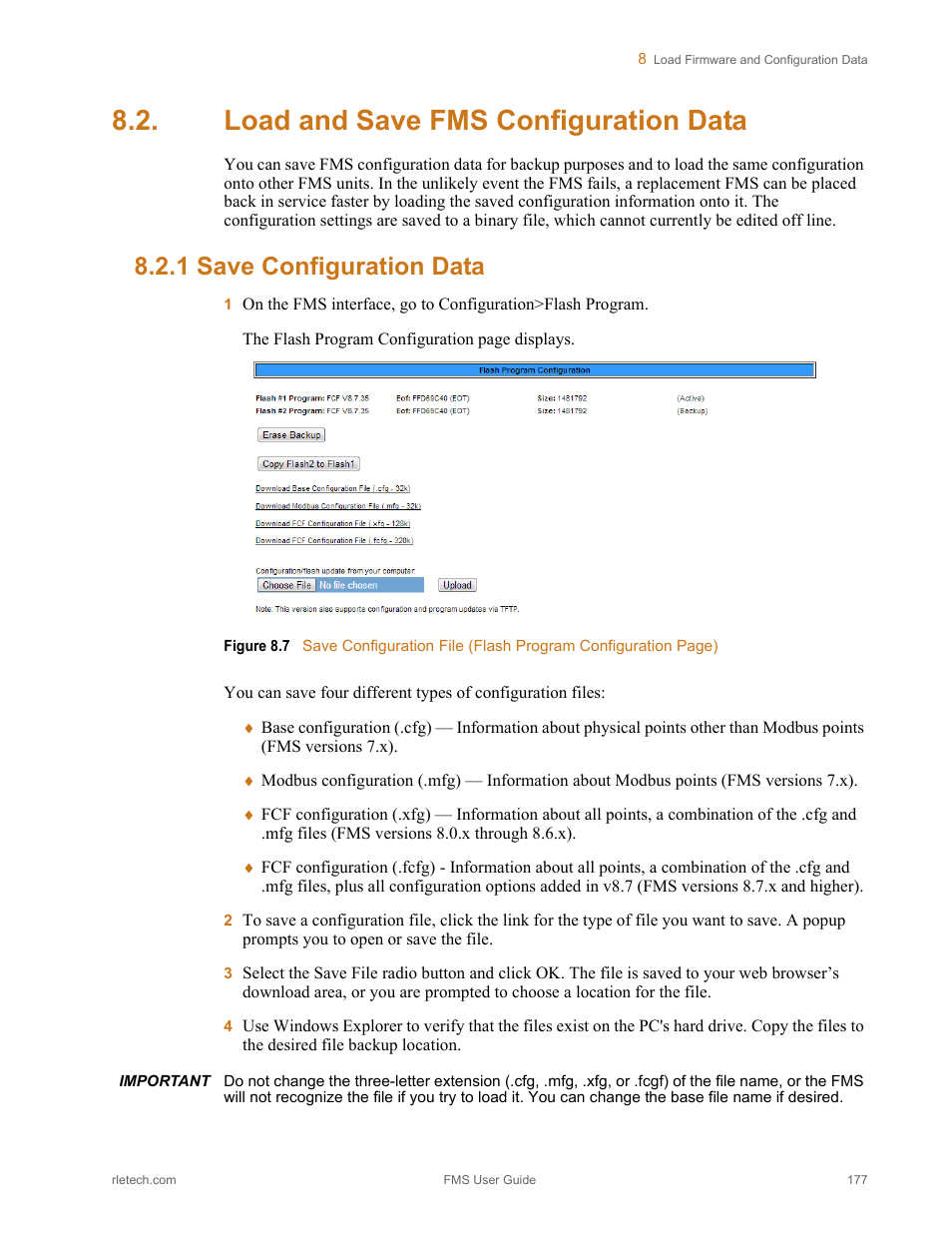 Load and save fms configuration data, 1 save configuration data, Save configuration data | Figure 8.7 | RLE FMS V.1.13 User Manual | Page 177 / 226
