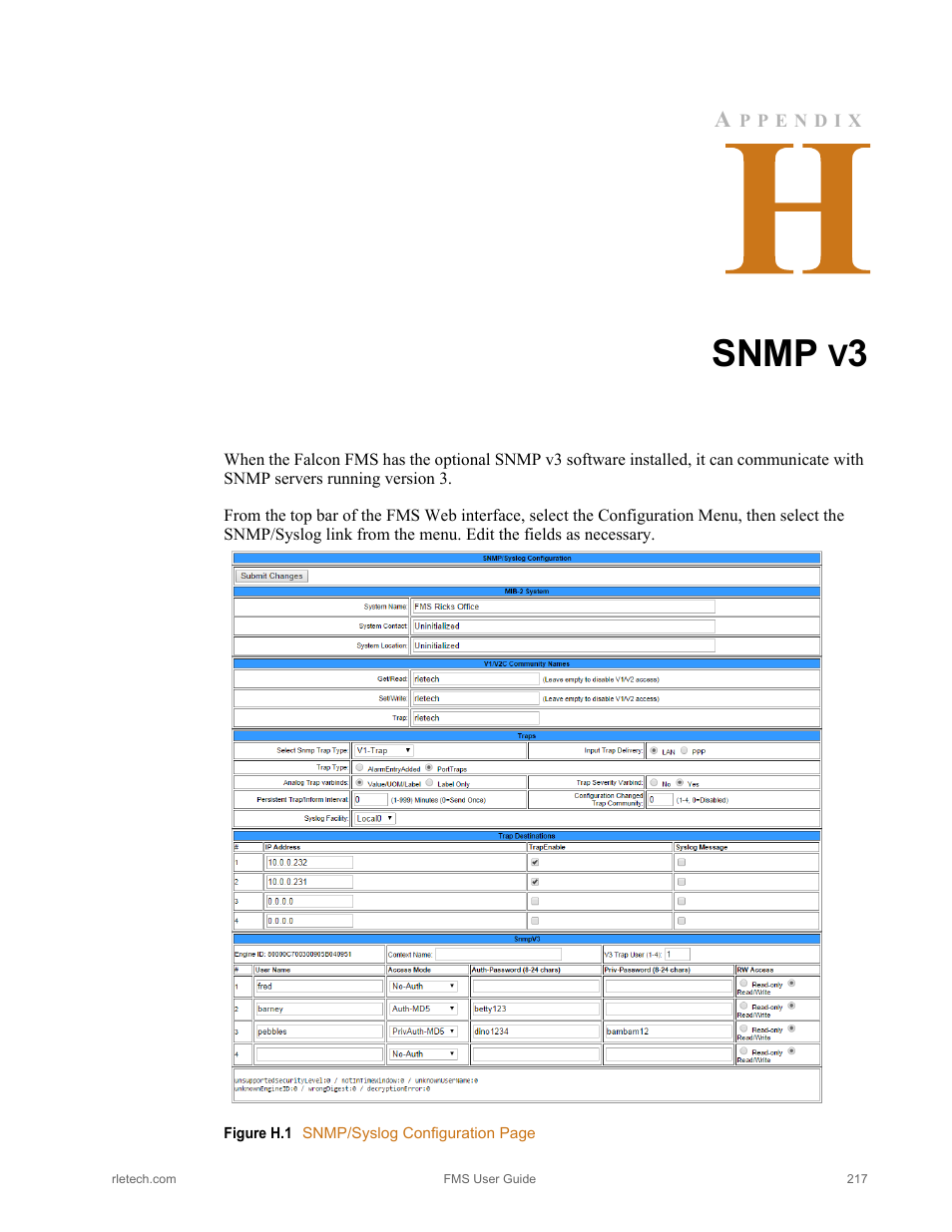 Snmp v3, Figure h.1, Snmp | RLE FMS V.1.13 User Manual | Page 217 / 226
