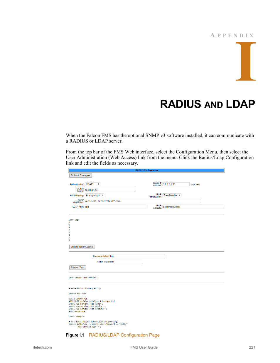 Radius and ldap, Figure i.1, Appendix i | Radius, Ldap | RLE FMS V.1.13 User Manual | Page 221 / 226