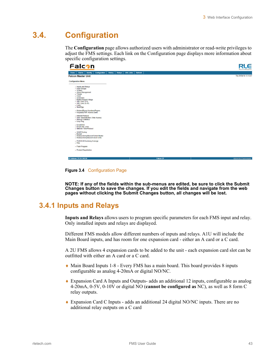 Configuration, 1 inputs and relays, Inputs and relays | Figure 3.4 | RLE FMS V.1.13 User Manual | Page 43 / 226