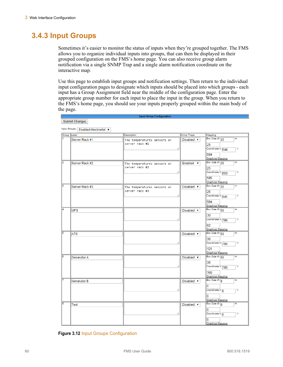 3 input groups, Input groups, Figure 3.12 input groups configuration | RLE FMS V.1.13 User Manual | Page 60 / 226