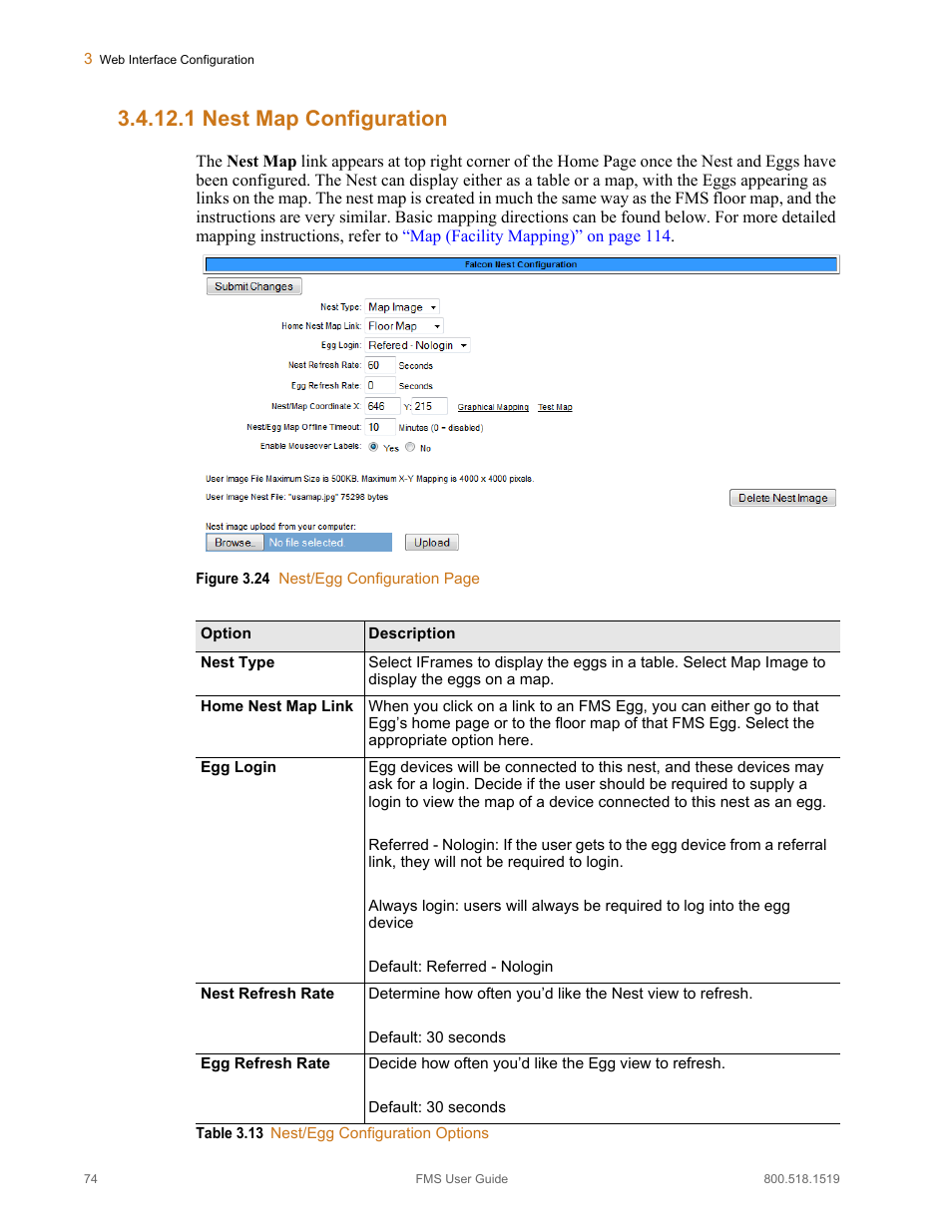 1 nest map configuration, Nest map configuration, Table 3.13 | Nest/egg configuration options | RLE FMS V.1.13 User Manual | Page 74 / 226