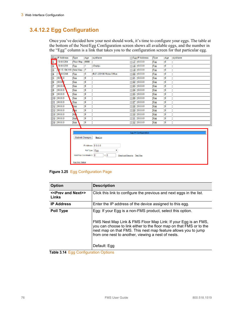 2 egg configuration, Egg configuration, Table 3.14 | Egg configuration options | RLE FMS V.1.13 User Manual | Page 76 / 226