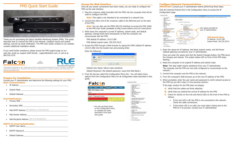 RLE FMS Quick Start User Manual | 2 pages