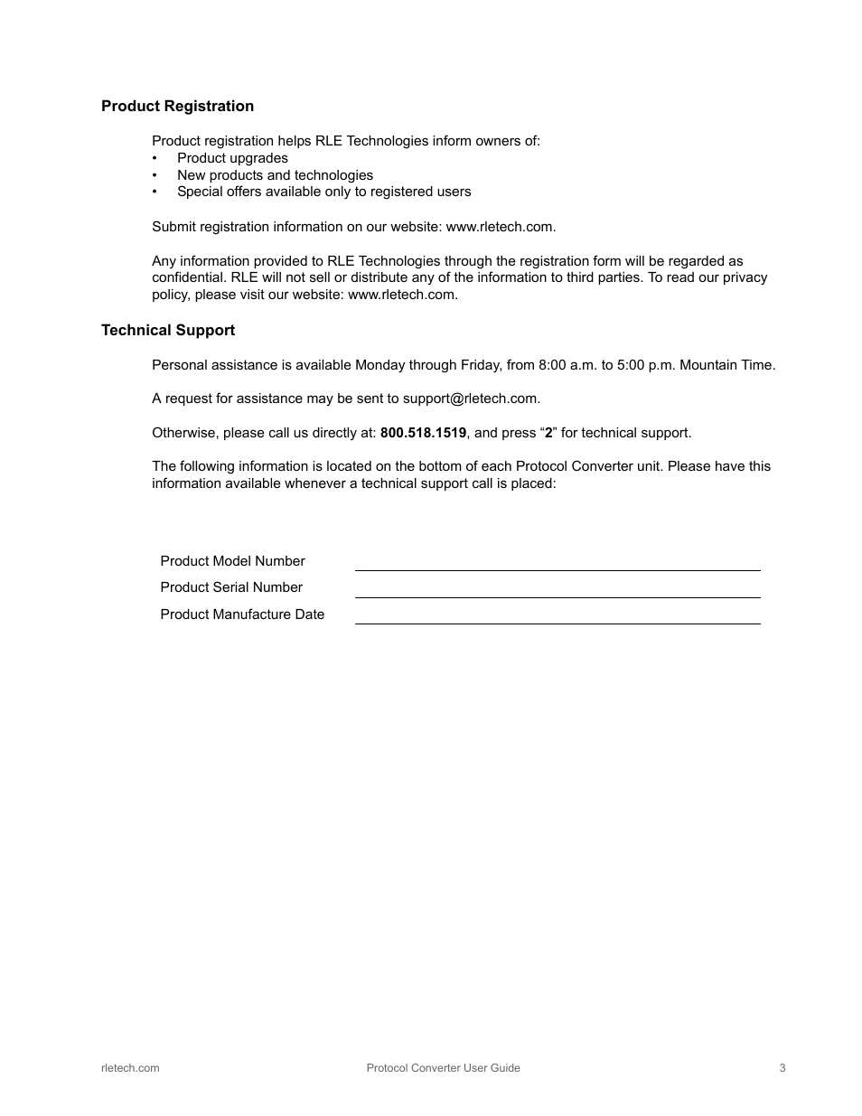 RLE Protocol Converter V.2.4 User Manual | Page 3 / 70