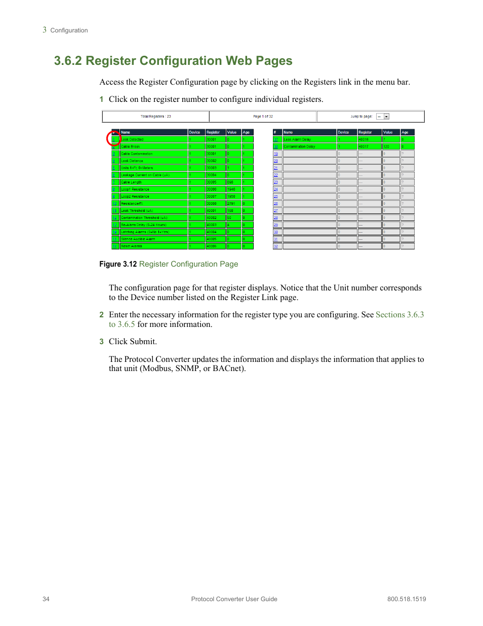2 register configuration web pages | RLE Protocol Converter V.2.4 User Manual | Page 34 / 70