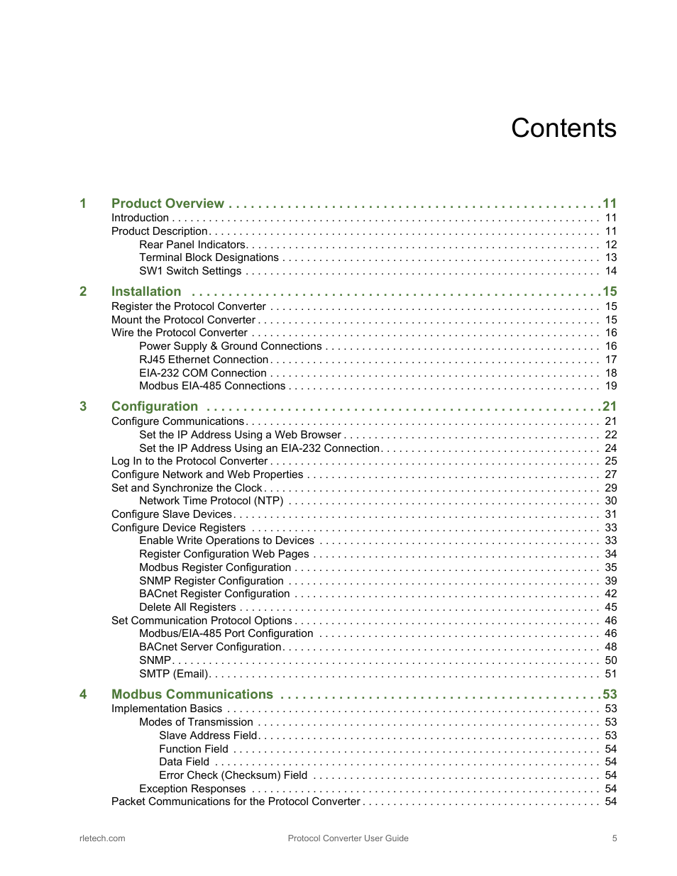 RLE Protocol Converter V.2.4 User Manual | Page 5 / 70