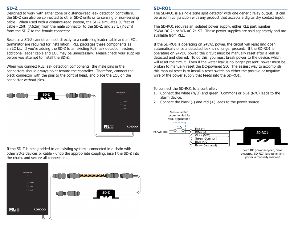 RLE Spot Detectors User Manual | Page 2 / 2