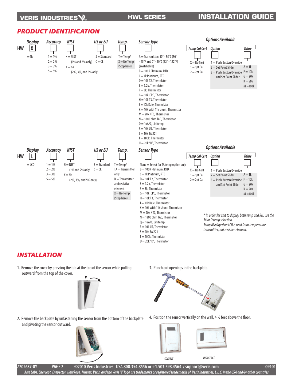 Installation guide, Installation, Product identification | RLE TH140D User Manual | Page 2 / 3