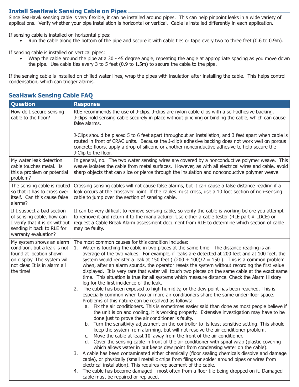 RLE SeaHawk Sensing Cable Installation User Manual | Page 2 / 2