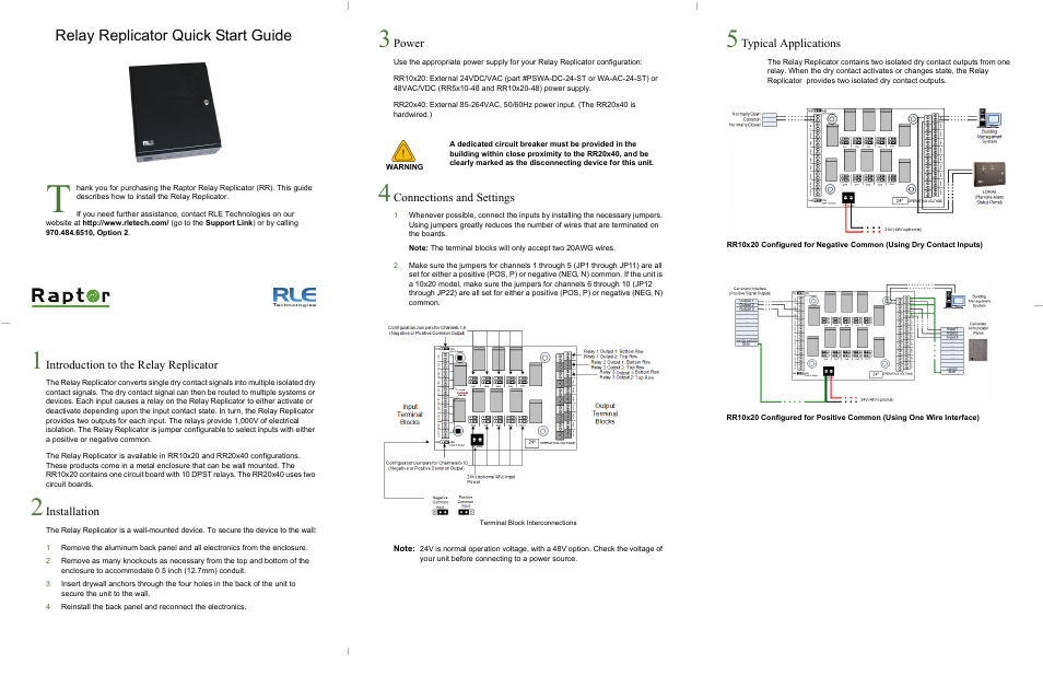 RLE Relay Replicators User Manual | 2 pages