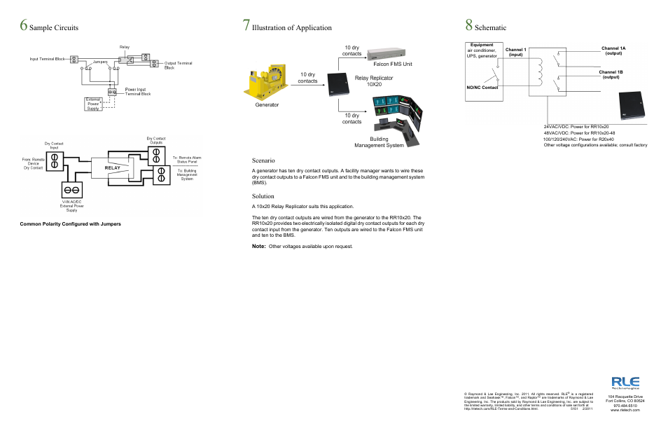 Sample circuits, Illustration of application, Schematic | RLE Relay Replicators User Manual | Page 2 / 2