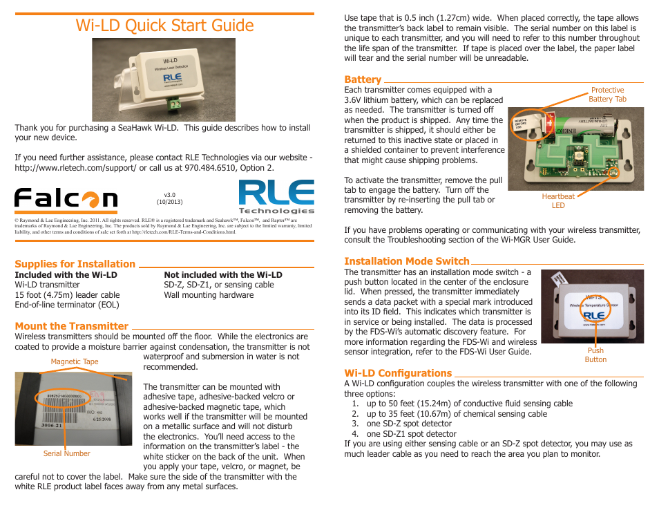 RLE Wi-LD User Manual | 2 pages