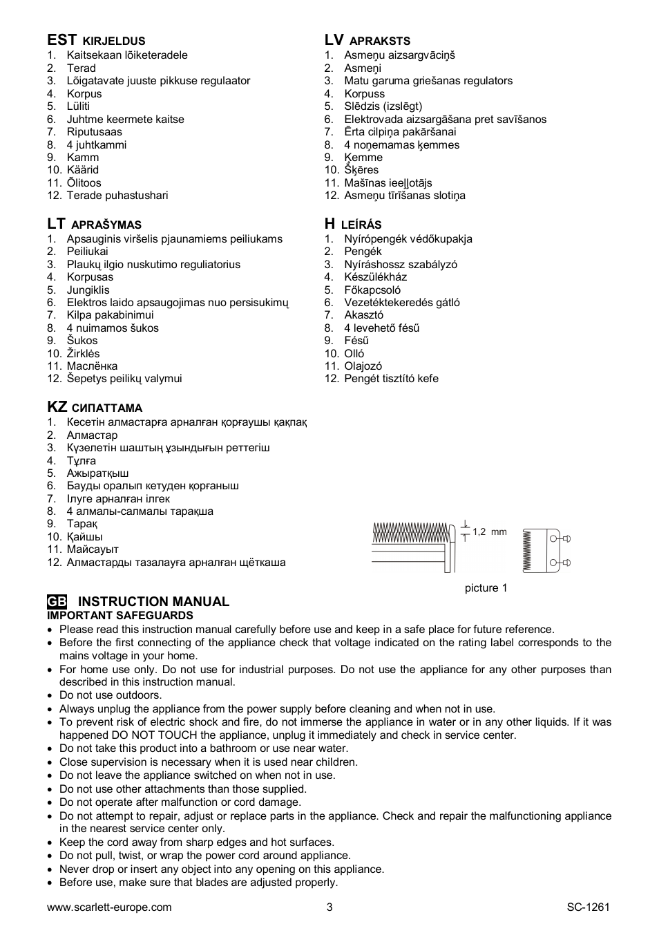 Scarlett SC-1261 User Manual | Page 3 / 20