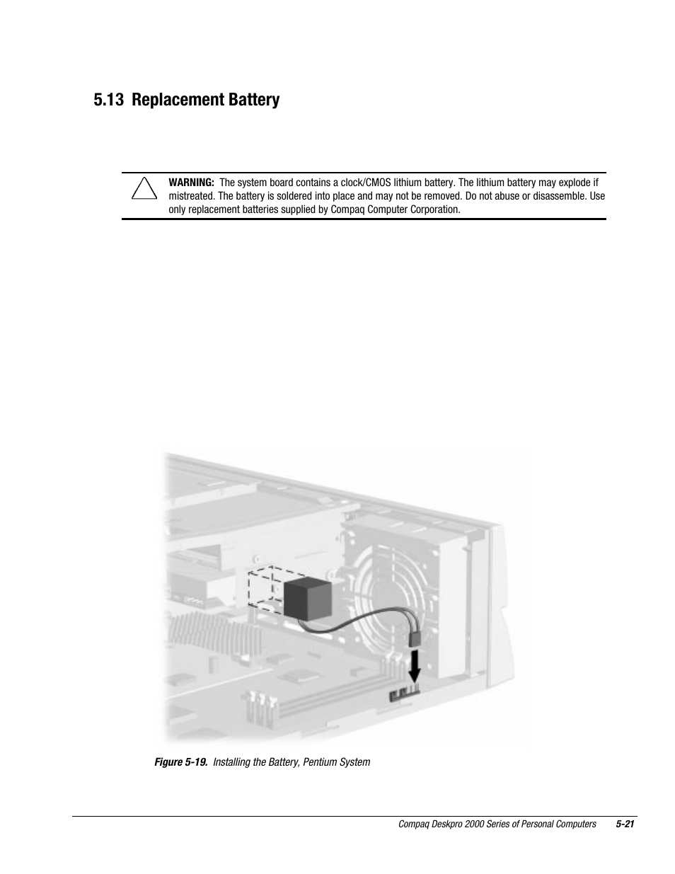 13 replacement battery | Compaq Deskpro 2000 User Manual | Page 121 / 269