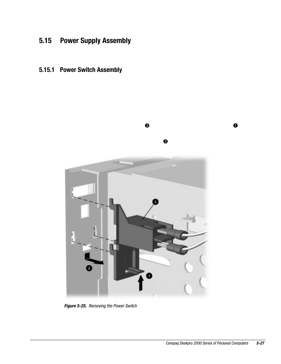 15 power supply assembly, 1 power switch assembly | Compaq Deskpro 2000 User Manual | Page 127 / 269