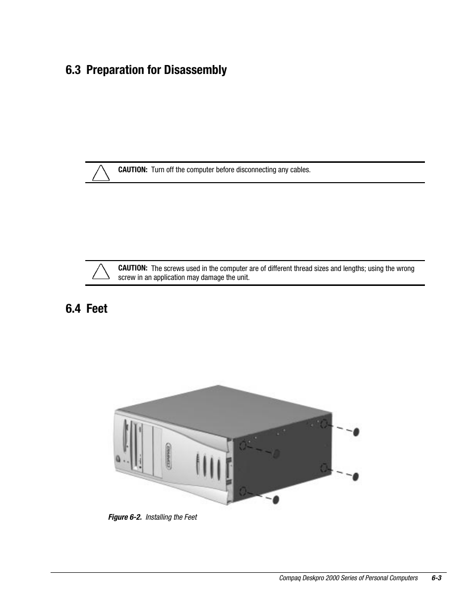 3 preparation for disassembly, 4 feet | Compaq Deskpro 2000 User Manual | Page 145 / 269