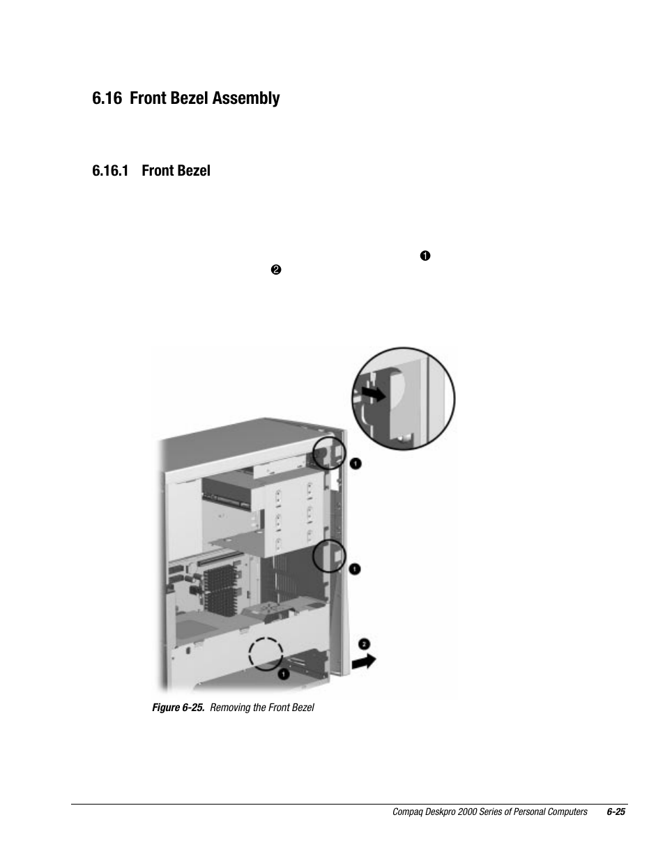 16 front bezel assembly, 1 front bezel | Compaq Deskpro 2000 User Manual | Page 167 / 269
