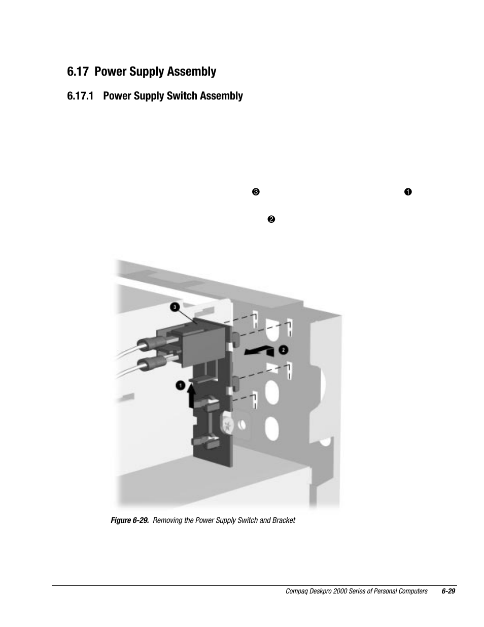 17 power supply assembly, 1 power supply switch assembly | Compaq Deskpro 2000 User Manual | Page 171 / 269