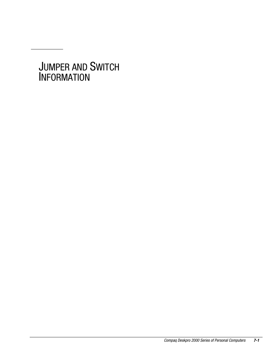 Jumper and switch information | Compaq Deskpro 2000 User Manual | Page 184 / 269