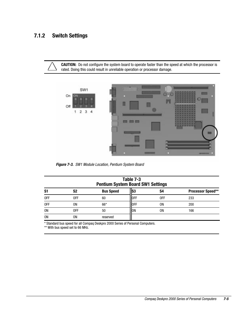 2 switch settings | Compaq Deskpro 2000 User Manual | Page 188 / 269