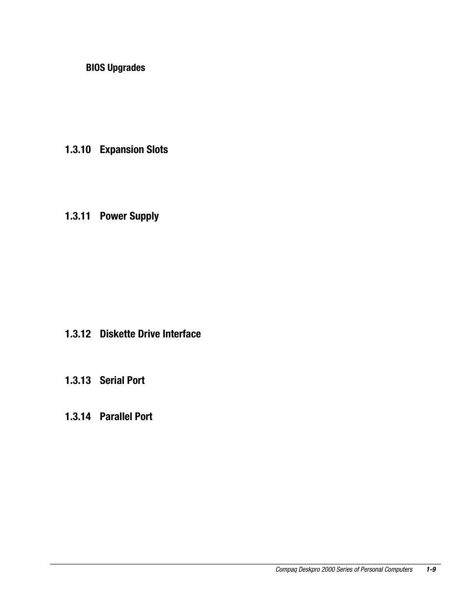 10 expansion slots, 11 power supply, 12 diskette drive interface | 13 serial port, 14 parallel port | Compaq Deskpro 2000 User Manual | Page 21 / 269