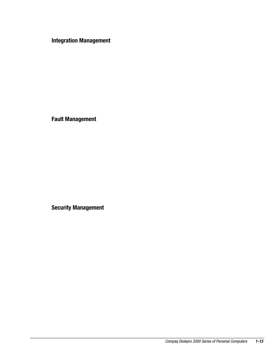 Integration management, Fault management, Security management | Compaq Deskpro 2000 User Manual | Page 25 / 269