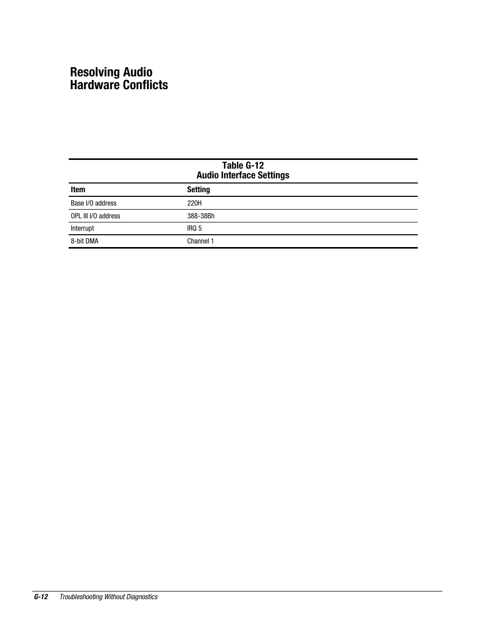 Resolving audio hardware conflicts | Compaq Deskpro 2000 User Manual | Page 257 / 269