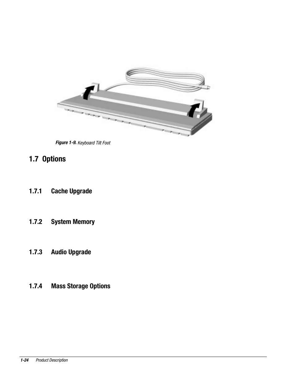 7 options, 1 cache upgrade, 3 audio upgrade | 4 mass storage options | Compaq Deskpro 2000 User Manual | Page 36 / 269