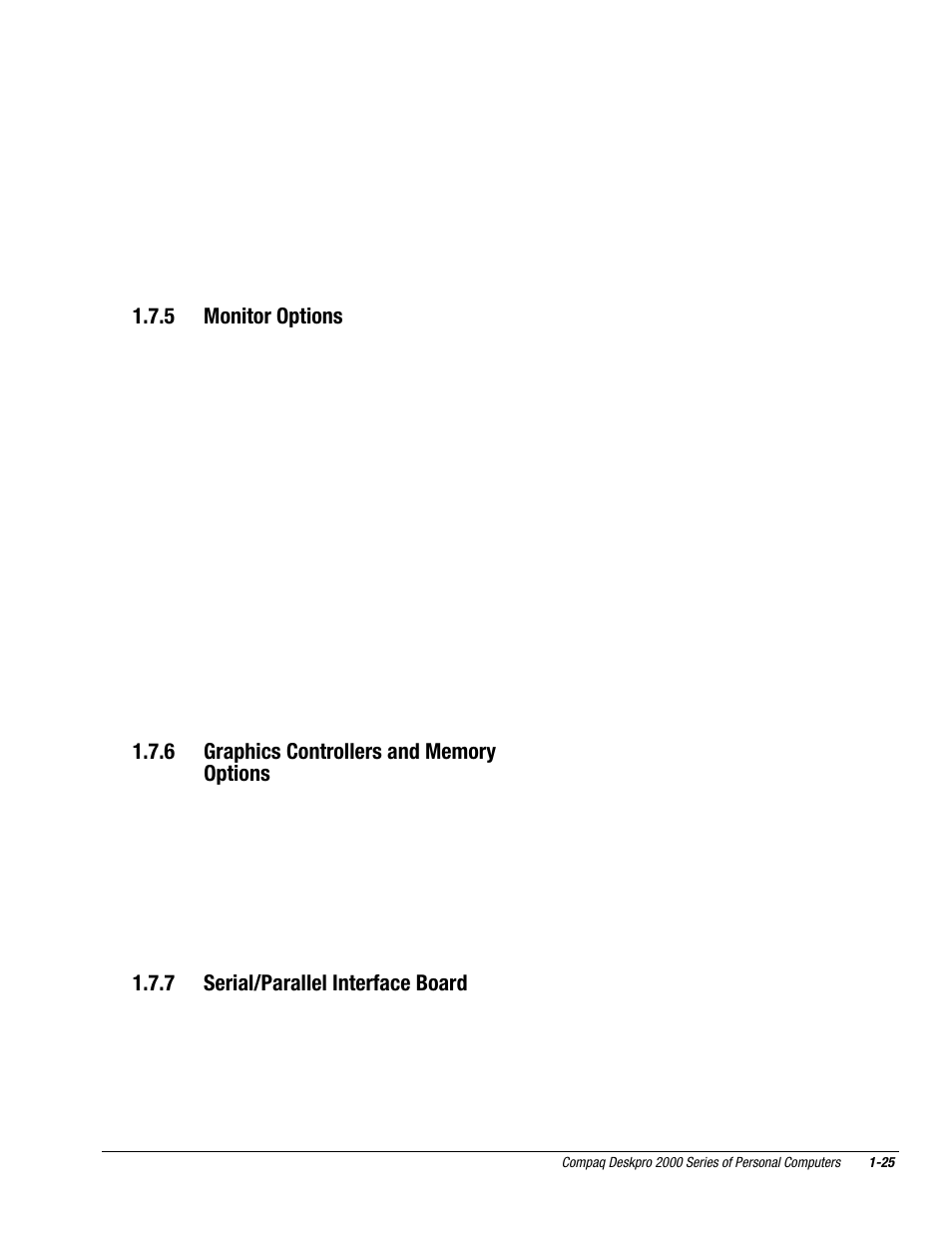 5 monitor options, 7 serial/parallel interface board | Compaq Deskpro 2000 User Manual | Page 37 / 269