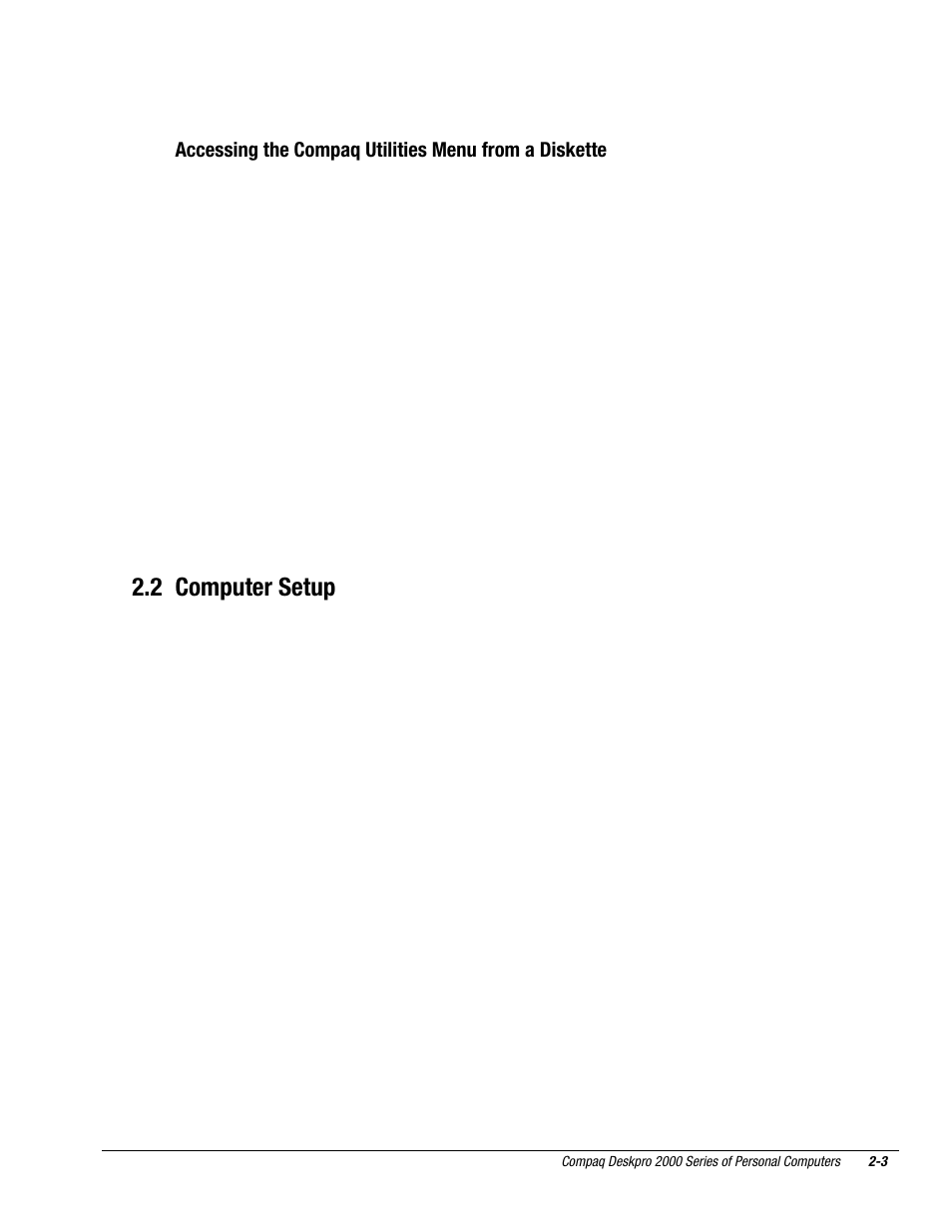 2 computer setup | Compaq Deskpro 2000 User Manual | Page 41 / 269