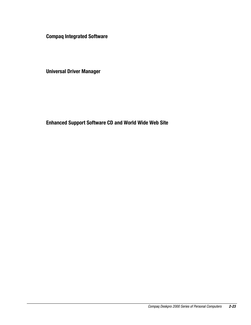 Compaq integrated software, Universal driver manager | Compaq Deskpro 2000 User Manual | Page 61 / 269
