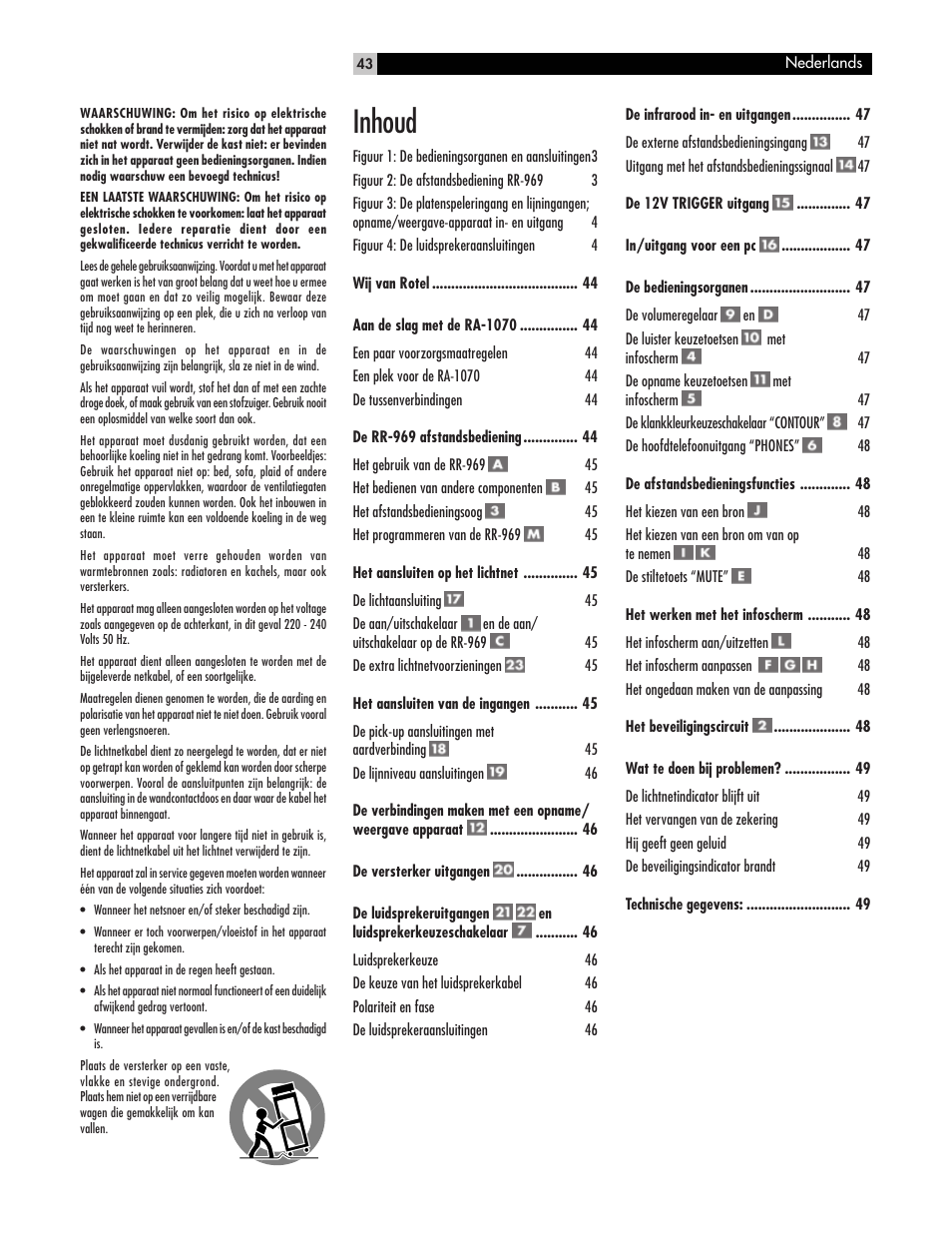 Inhoud | ROTEL RA-1070 User Manual | Page 43 / 50