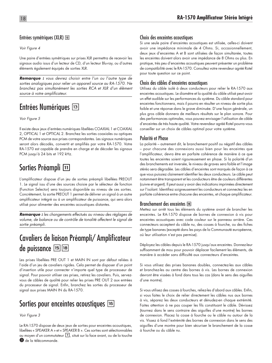 Entrées numériques q, Sorties préampli, Sorties pour enceintes acoustiques r | ROTEL RA-1570 User Manual | Page 18 / 76