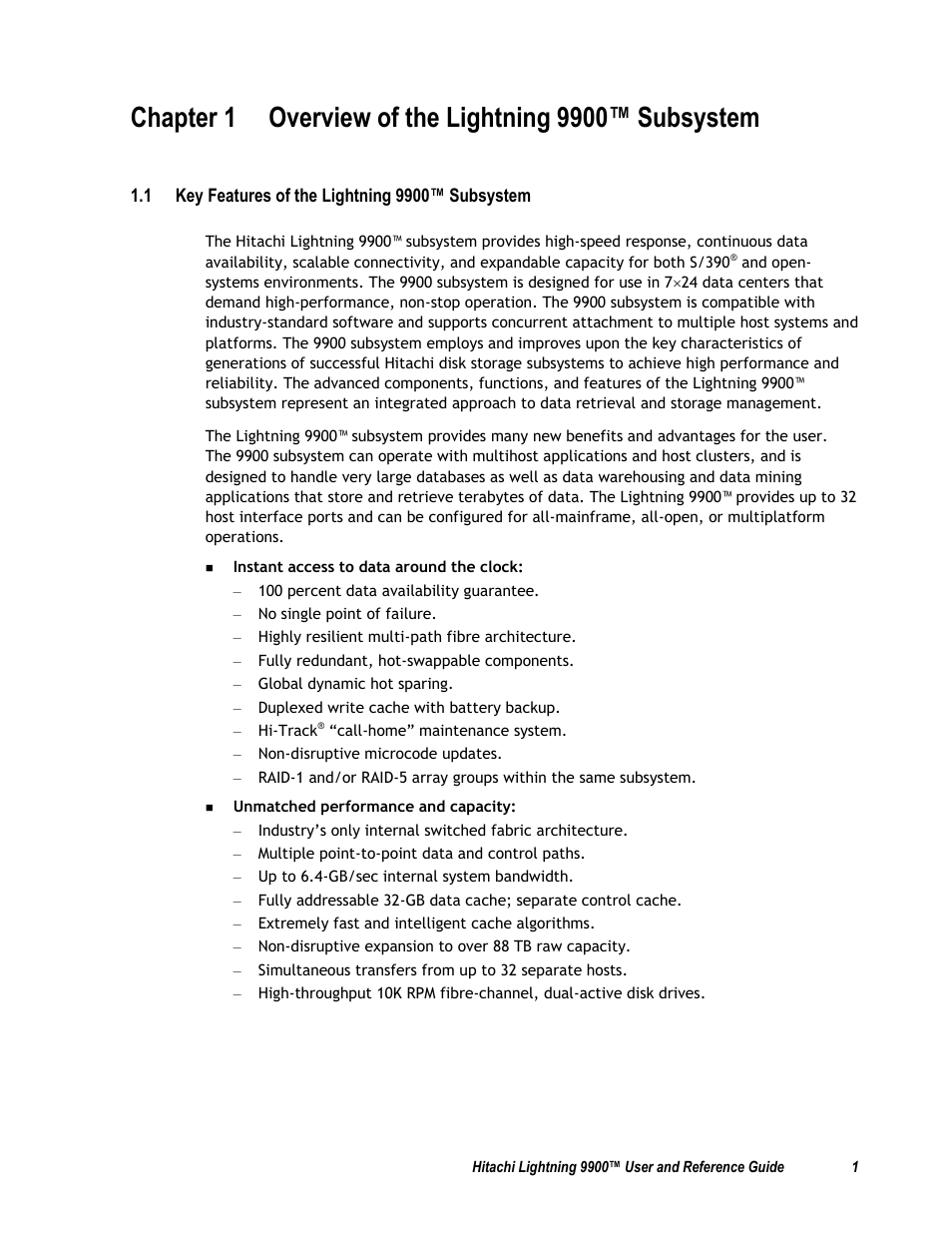 1 key features of the lightning 9900™ subsystem | Compaq 9900 User Manual | Page 15 / 138