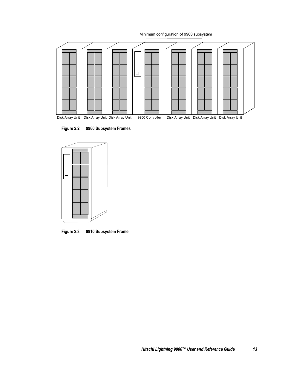 Figure 2.2 9960 subsystem frames, Figure 2.3 9910 subsystem frame | Compaq 9900 User Manual | Page 27 / 138