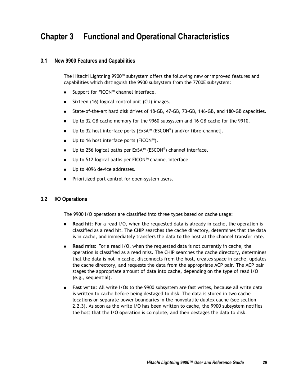 1 new 9900 features and capabilities, 2 i/o operations, 3 cache management | 1 algorithms for cache control | Compaq 9900 User Manual | Page 43 / 138