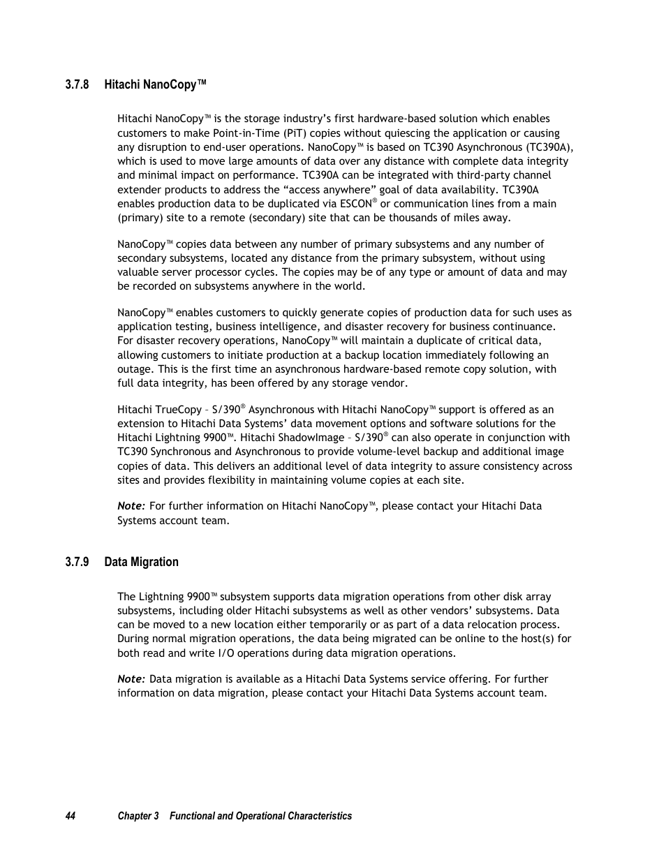 8 hitachi nanocopy, 9 data migration, 10 hitachi rapidxchange (hrx) | Compaq 9900 User Manual | Page 58 / 138