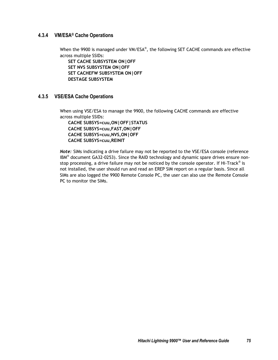 4 vm/esa® cache operations, 5 vse/esa cache operations | Compaq 9900 User Manual | Page 89 / 138