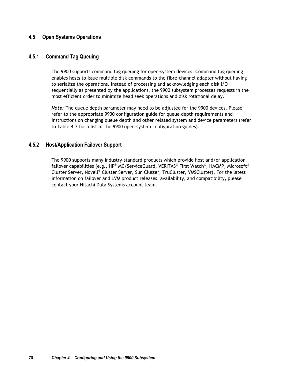 5 open systems operations, 1 command tag queuing, 2 host/application failover support | Compaq 9900 User Manual | Page 92 / 138