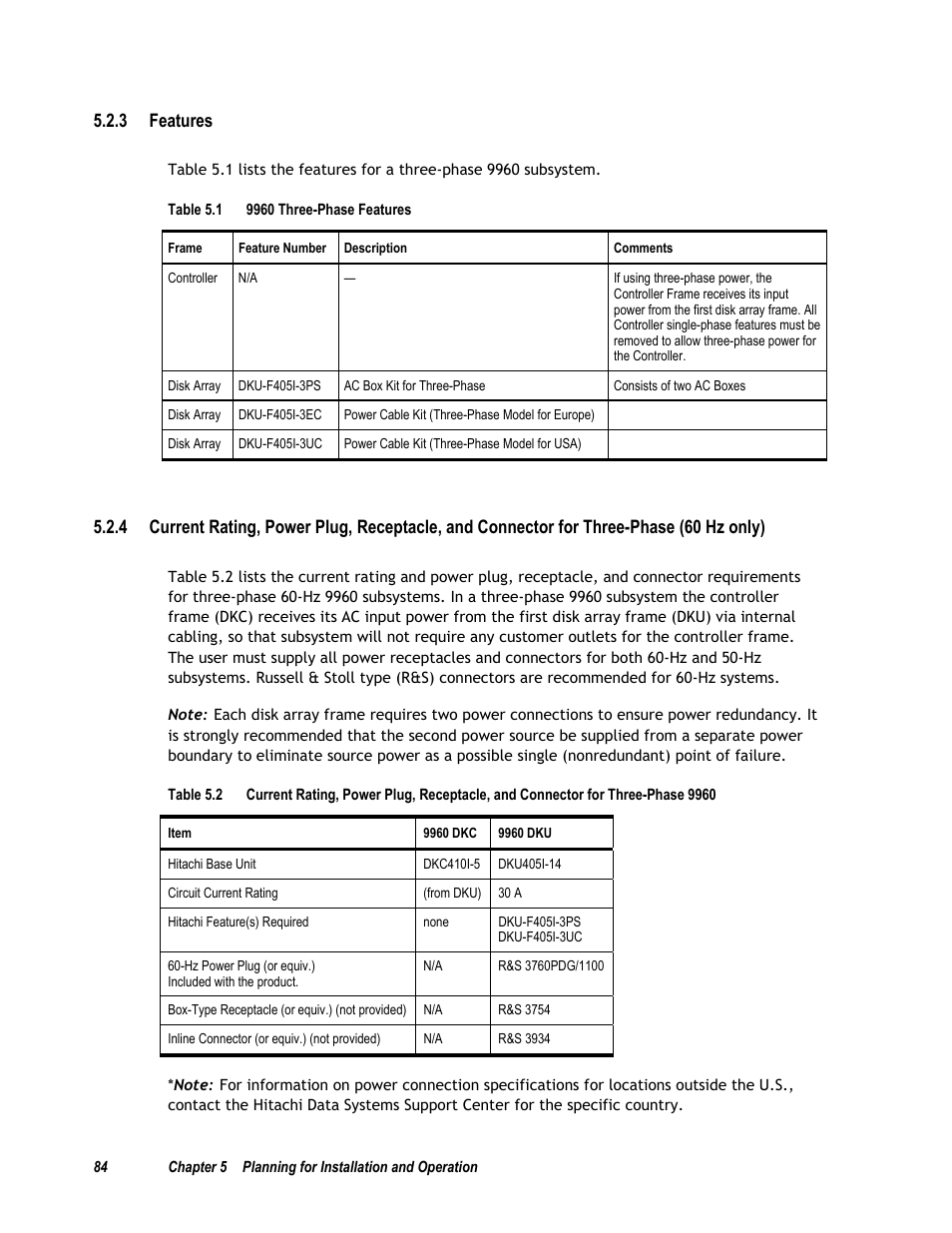 3 features, Table 5.1 9960 three-phase features, 5 input voltage tolerances | Compaq 9900 User Manual | Page 98 / 138