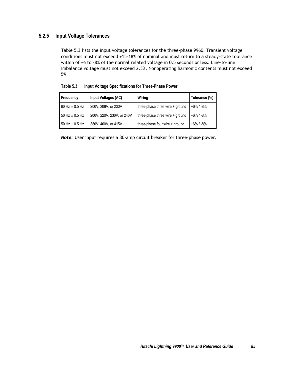 5 input voltage tolerances | Compaq 9900 User Manual | Page 99 / 138