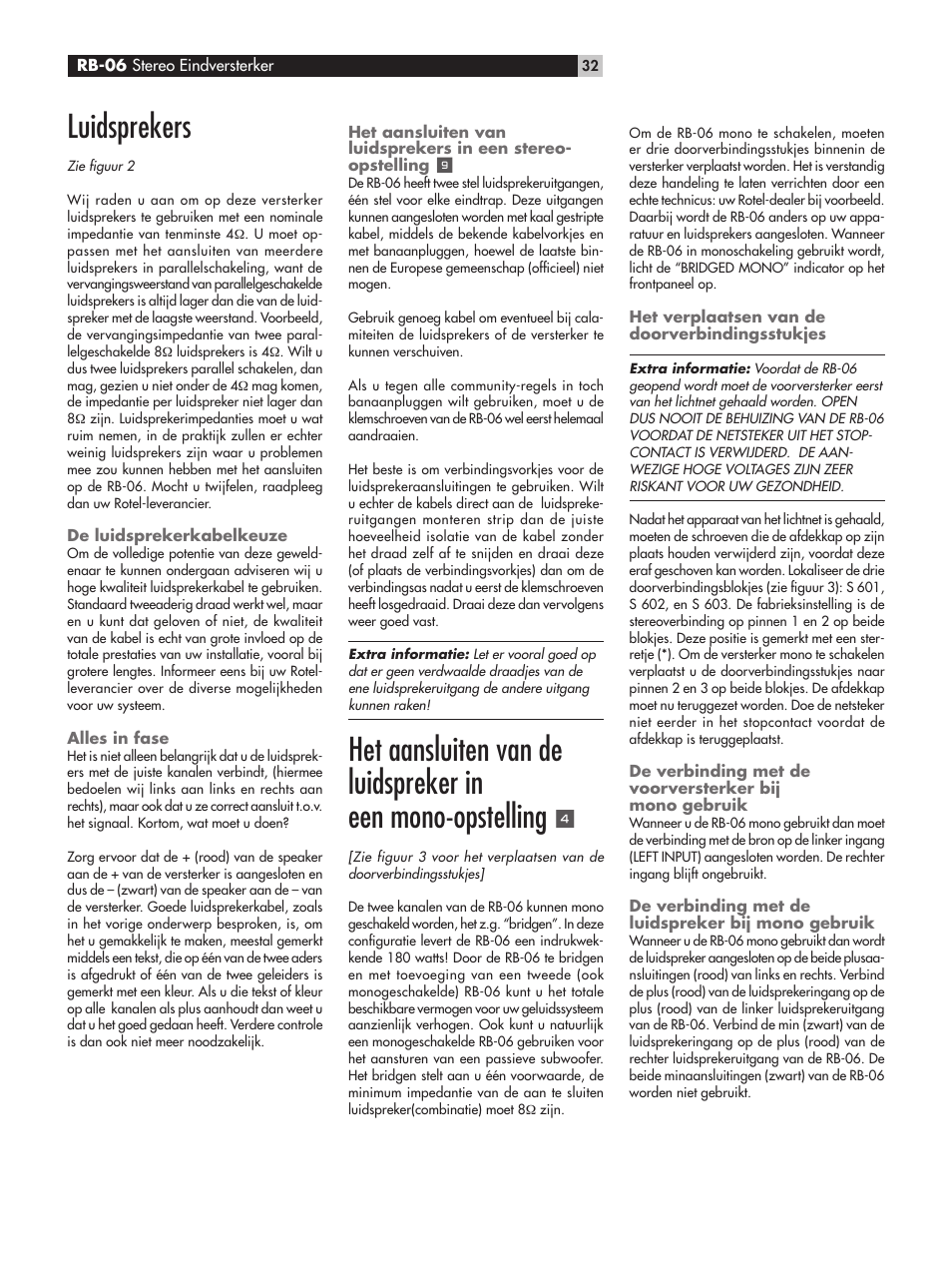 Luidsprekers | ROTEL RB-06 User Manual | Page 32 / 44