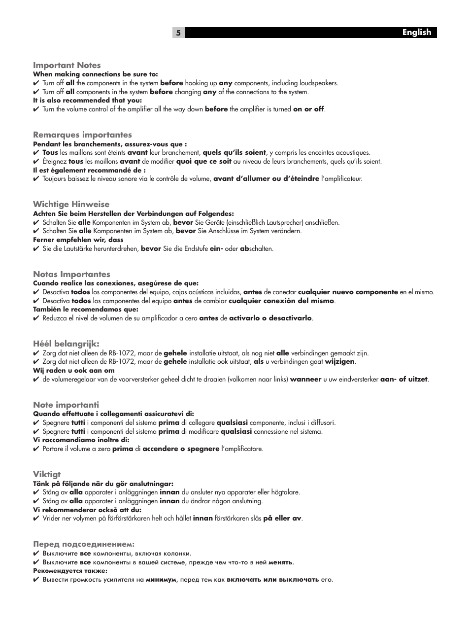 ROTEL RB-1072 User Manual | Page 5 / 42