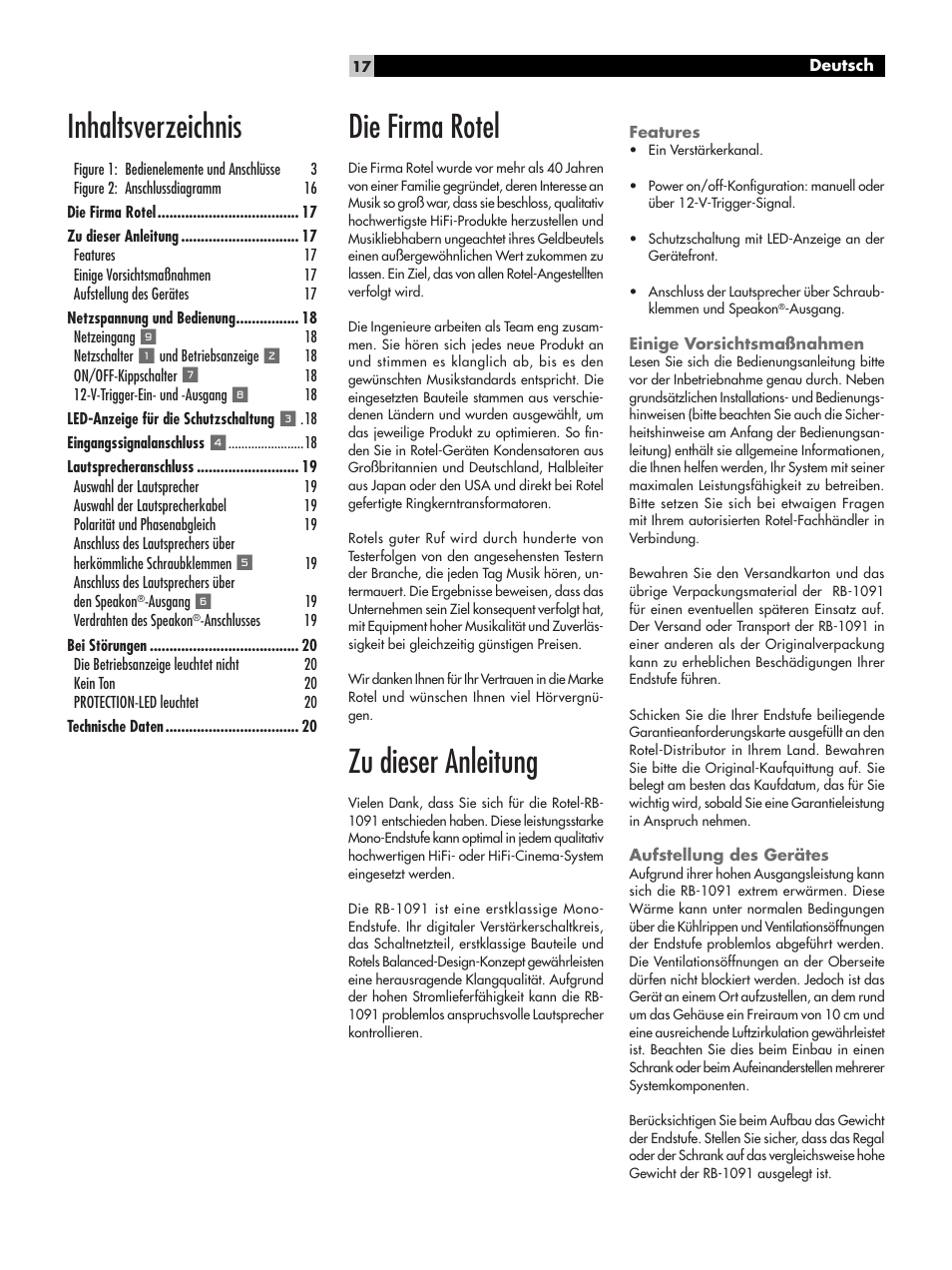 ROTEL RB-1091 User Manual | Page 17 / 52