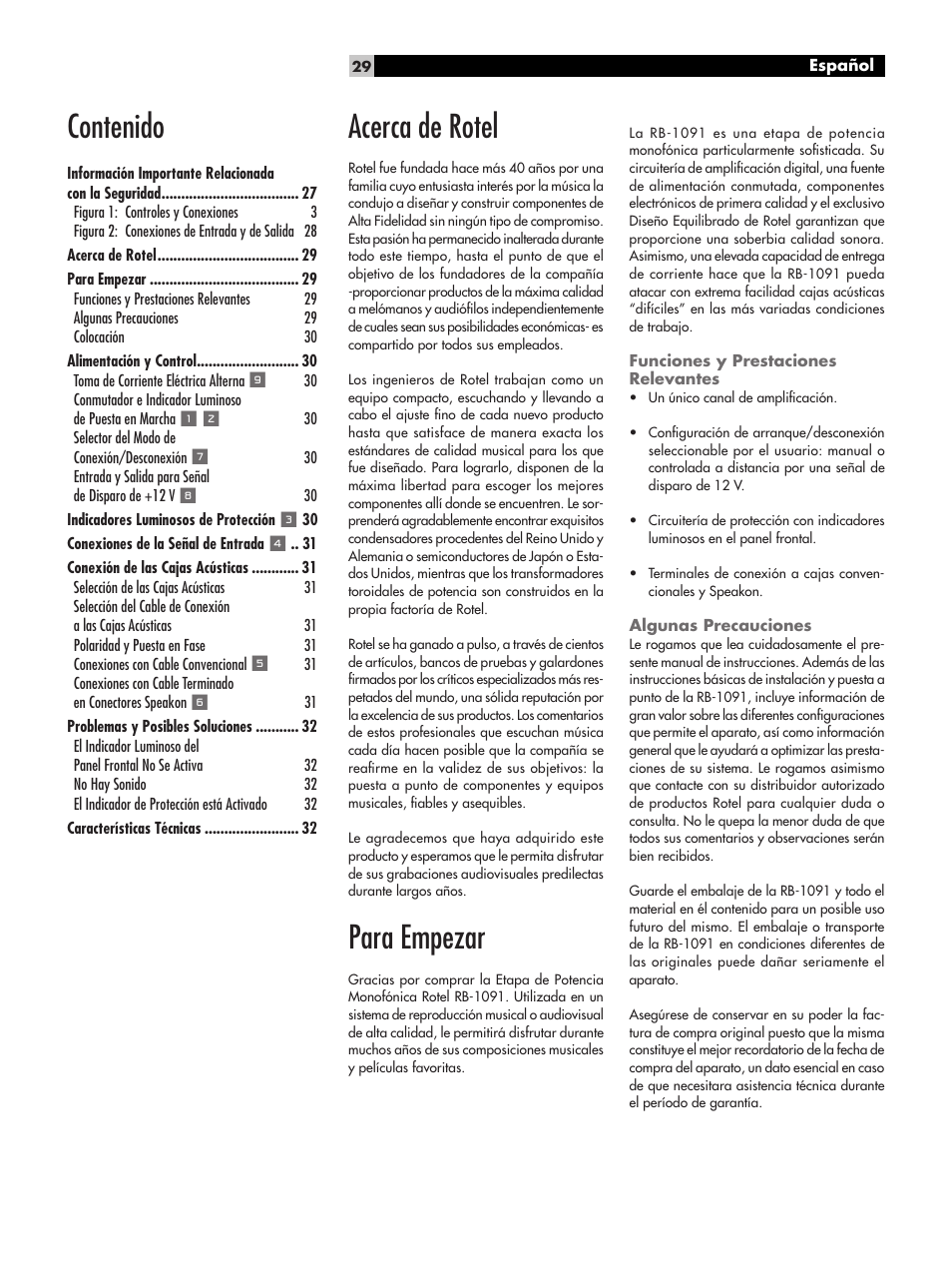 ROTEL RB-1091 User Manual | Page 29 / 52