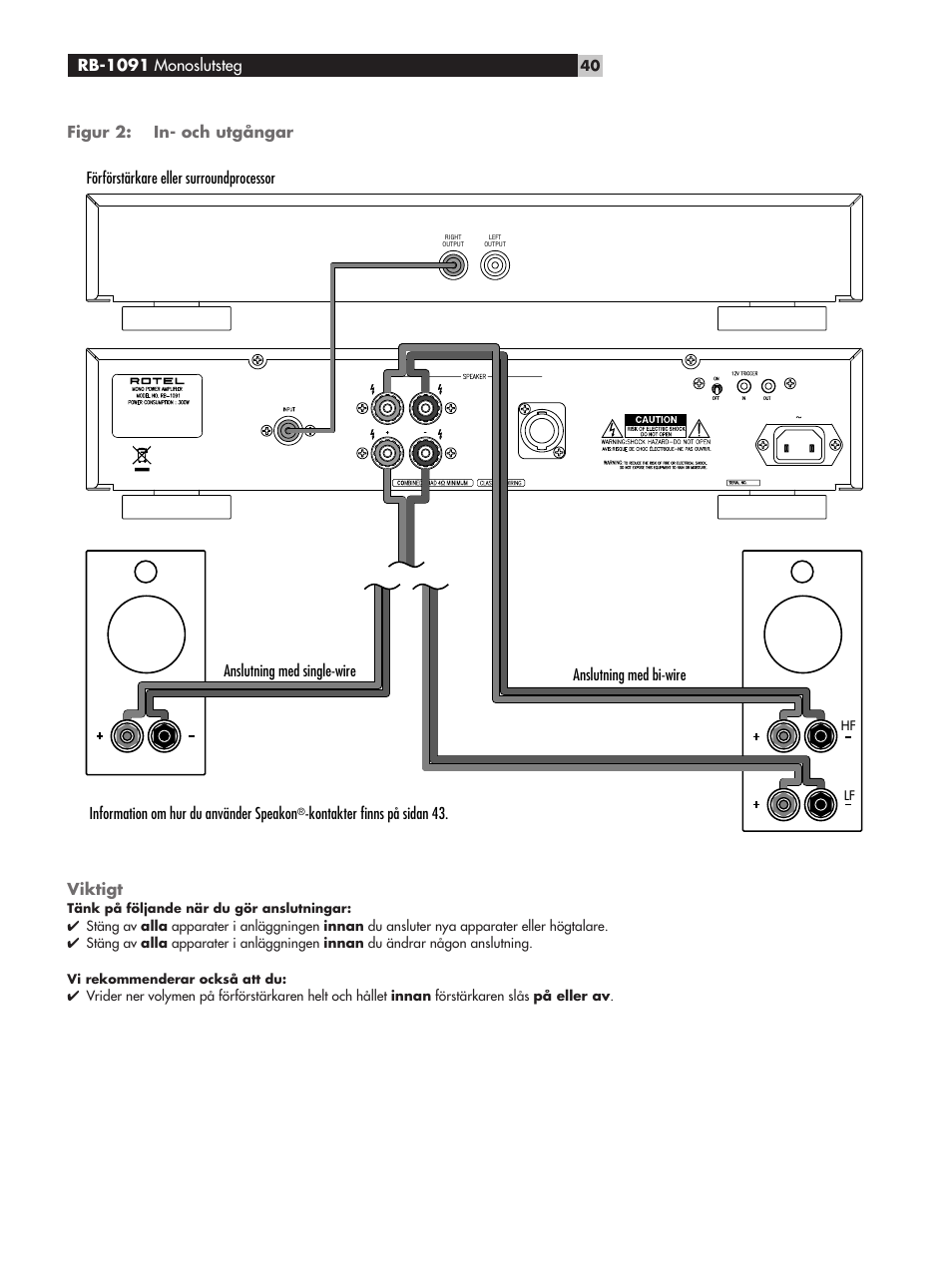 ROTEL RB-1091 User Manual | Page 40 / 52