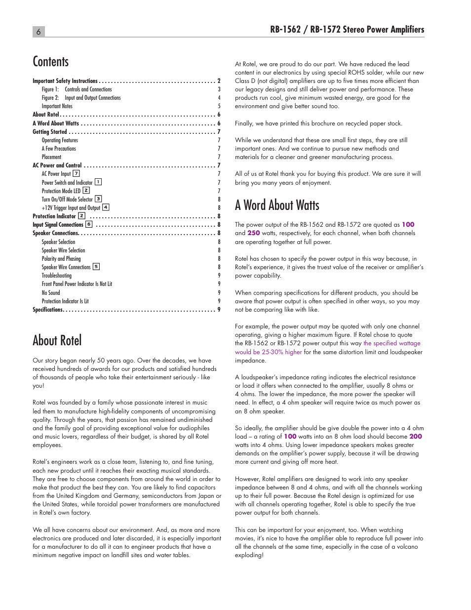 ROTEL RB-1562 User Manual | Page 6 / 20