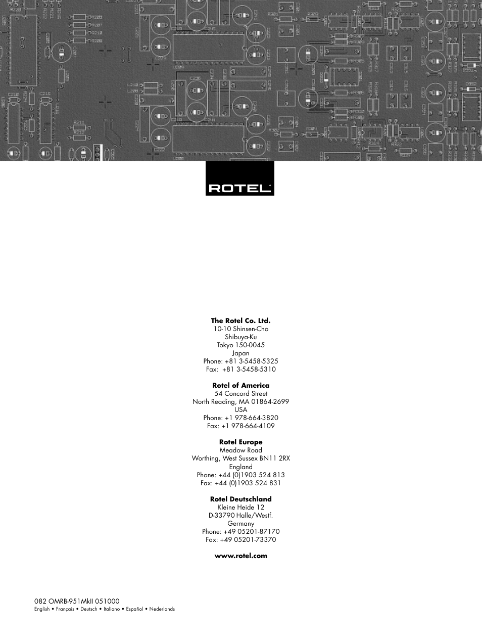 ROTEL RB951 mk II User Manual | Page 44 / 44