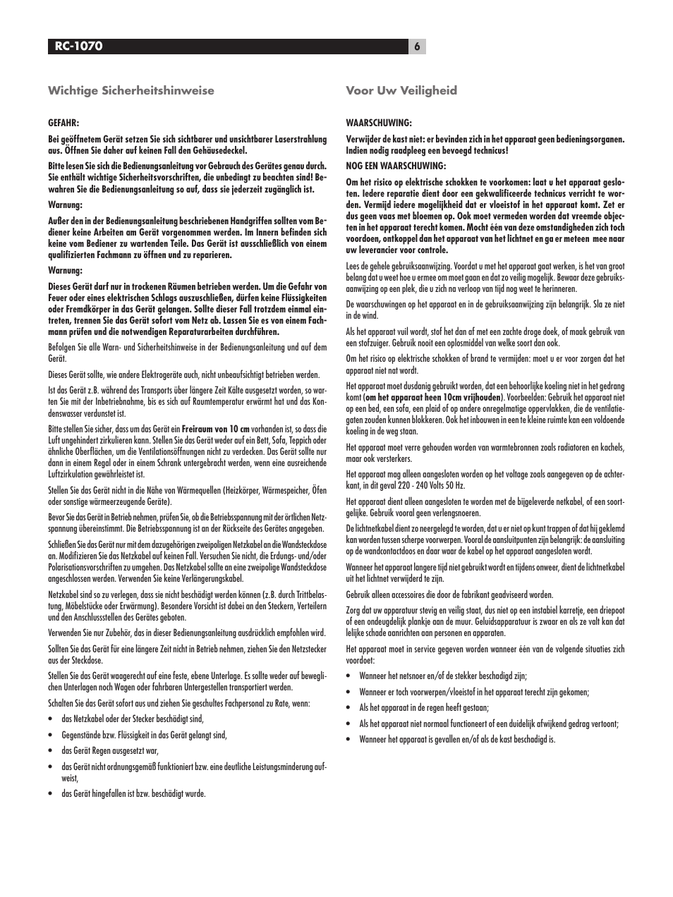 ROTEL RC1070 User Manual | Page 6 / 40